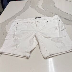 Torrid White Distressed Bermuda Jean Shorts 9” Inseam